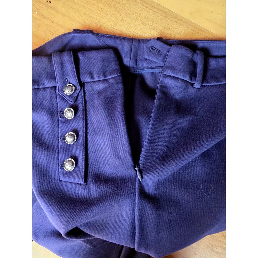 Talbots Wide Leg Sailor Pants Navy Blue Gold‎ Button Crop Size 10 Trouser Crepe - Picture 4 of 11